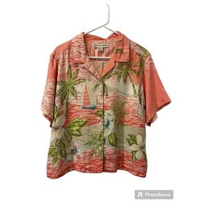 Bamboo Traders Women's 100% Silk Multicolor Sz 12 Button Up Blouse